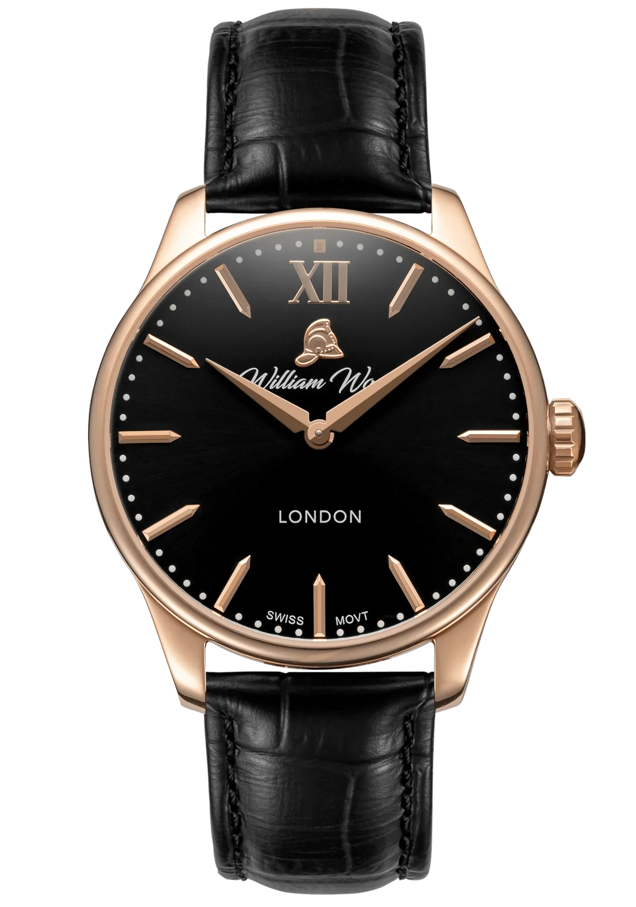 William Wood Watch Chivalrous Rose Gold Black Leather