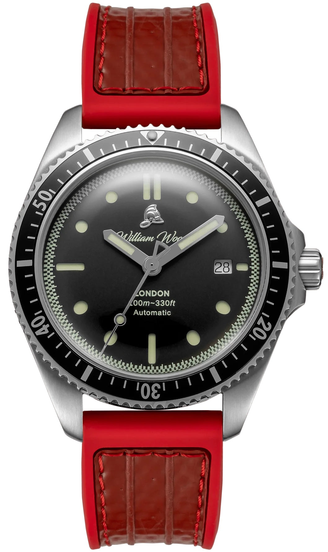 William Wood Watch Valiant Black Red Fire Hose