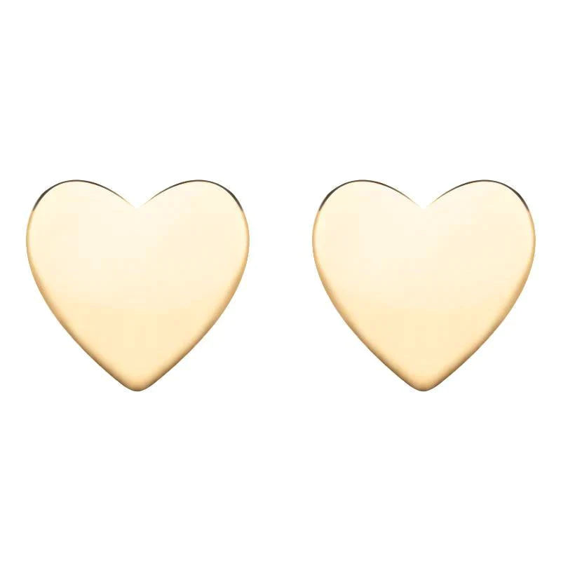 Yellow Gold Plated Sterling Silver Heart Stud Earrings