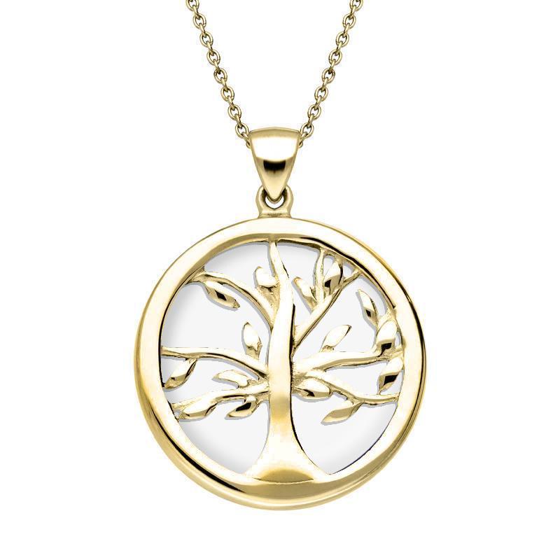 9ct Yellow Gold Bauxite Medium Round Tree of Life Necklace