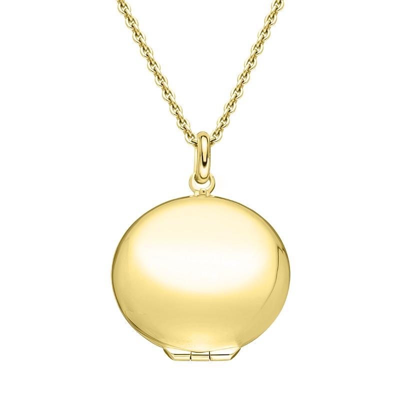Yellow Gold Plated Sterling Silver Round Keepsake Locket - Gold