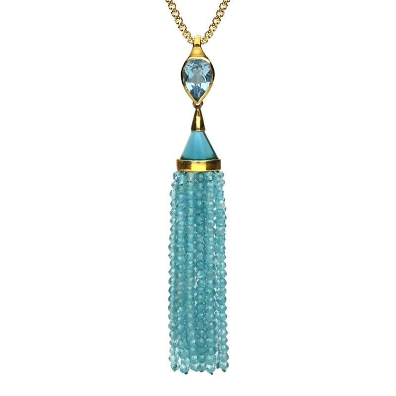 Yellow Gold Plated Sterling Silver Aquamarine Cascade Necklace D - Option1 Value Yellow Gold