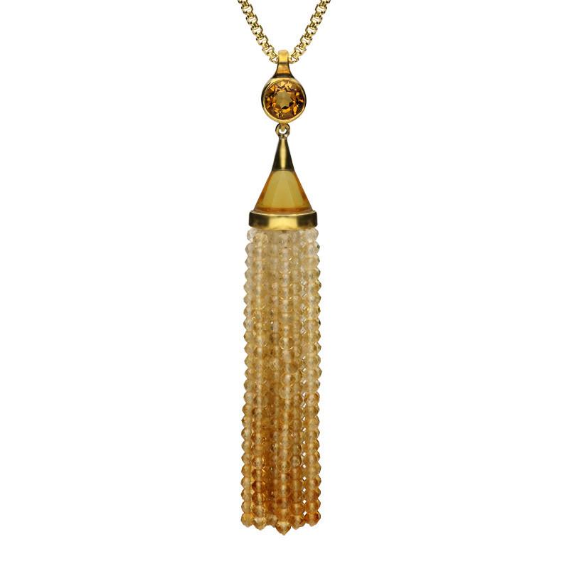 Yellow Gold Plated Sterling Silver Citrine Cascade Necklace D - Option1 Value Yellow Gold