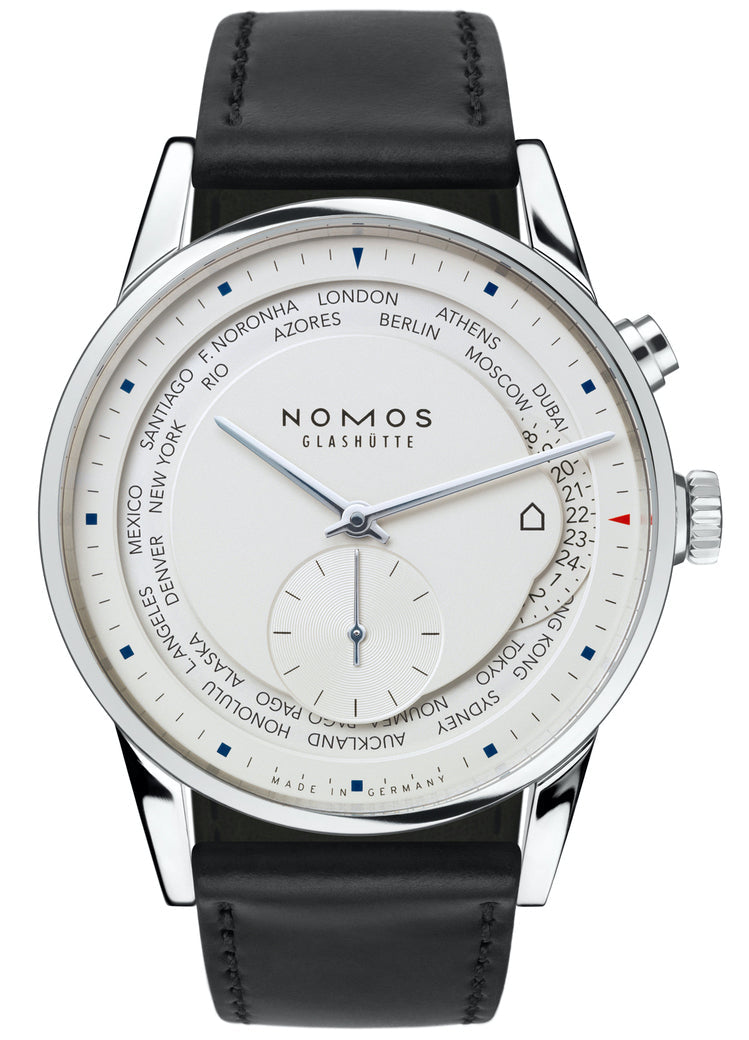 Nomos Glashutte Watch Zurich Weltzeit Sapphire Crystal - White