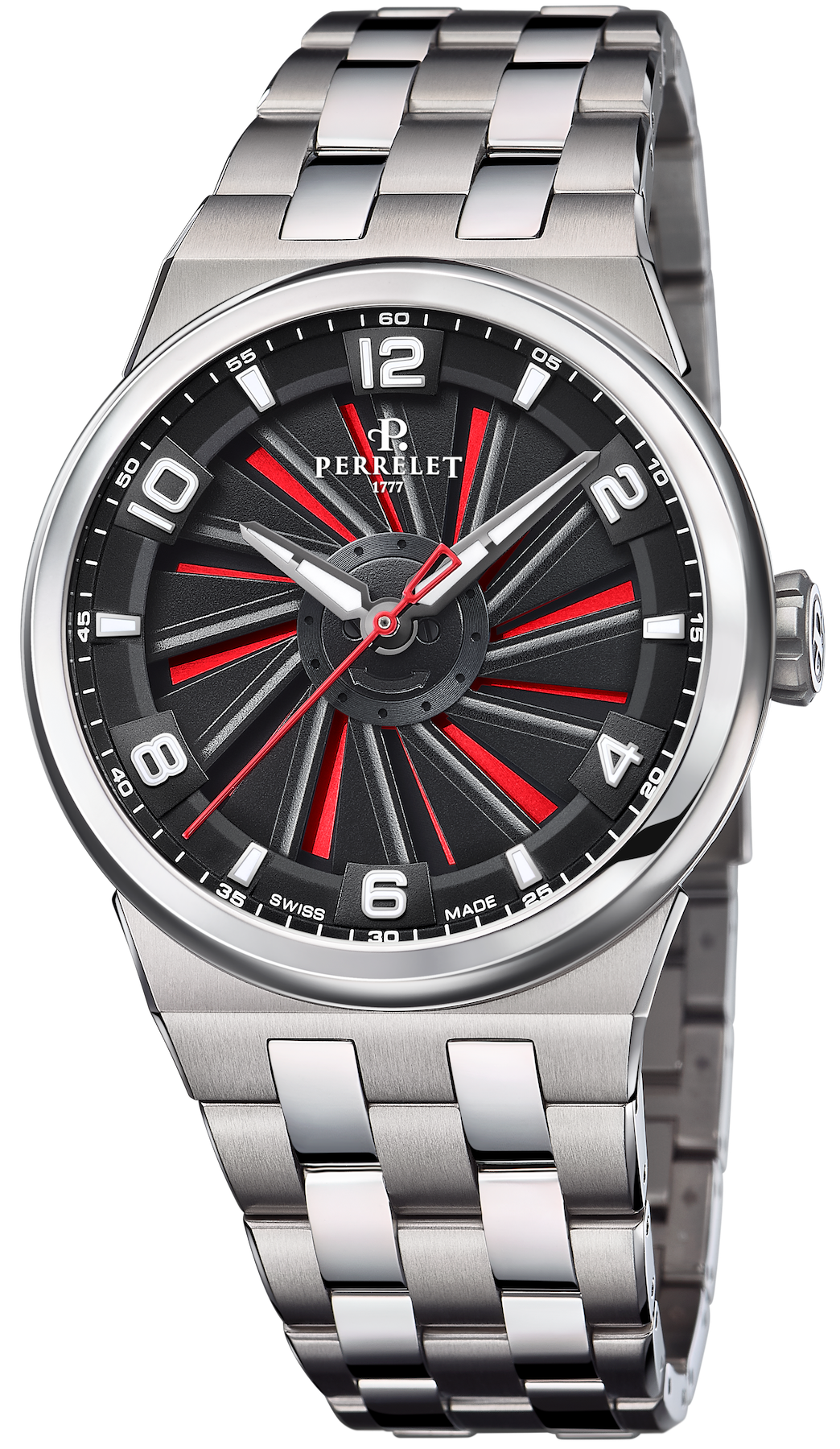 Perrelet Watch Turbine Titanium 41 Red Bracelet