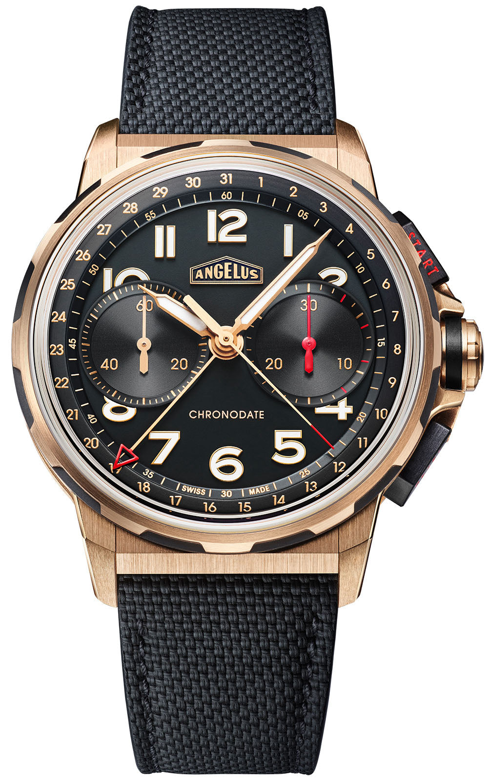 Angelus Watch Chronodate Red Gold Rubber