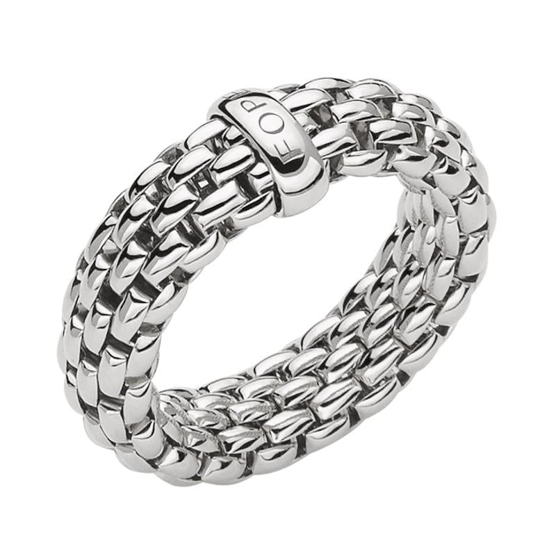 Fope Flex'it Essentials 18ct White Gold Medium Wide Ring - S