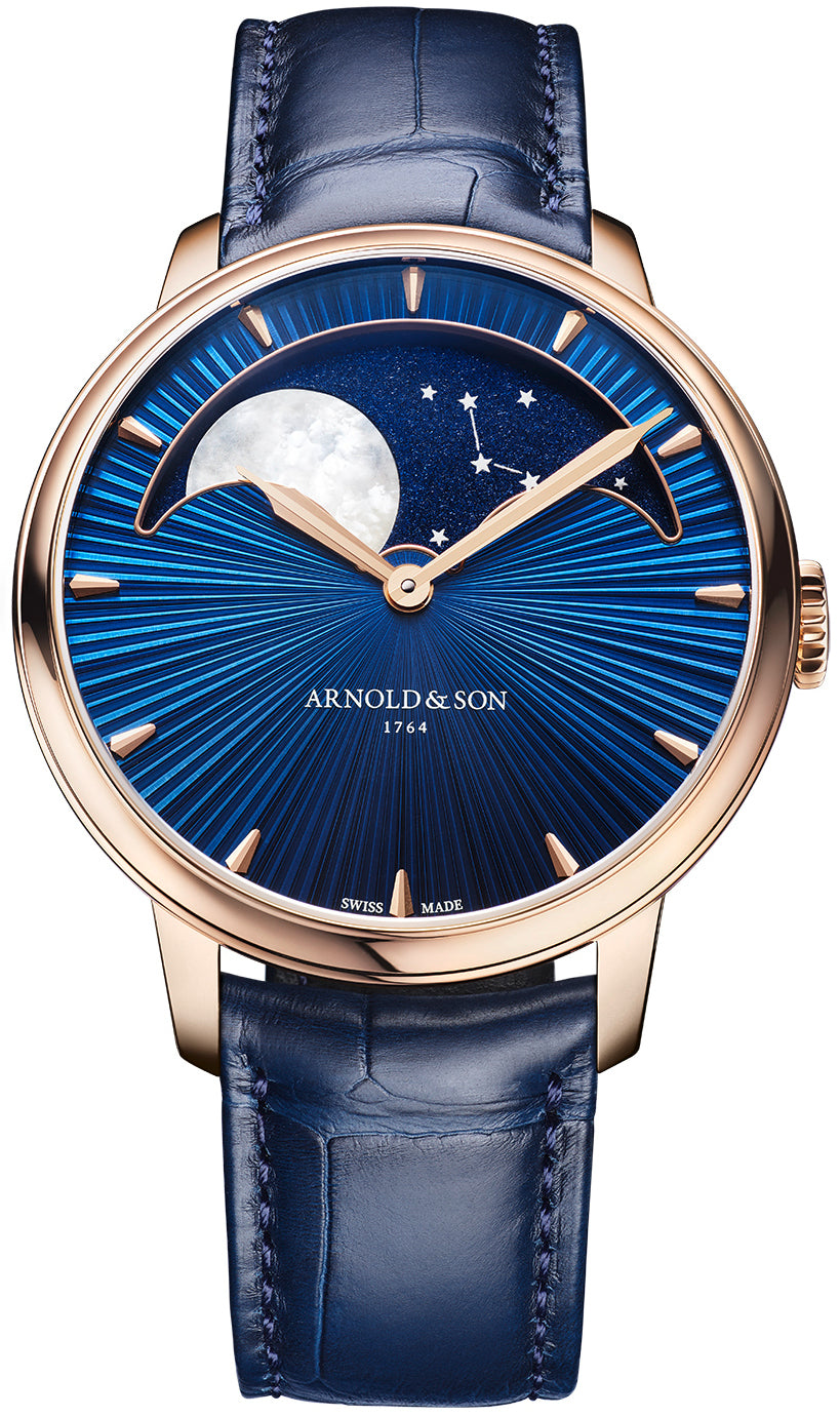 Arnold & Son Watch Perpetual Moon 41.5 Red Gold - Blue