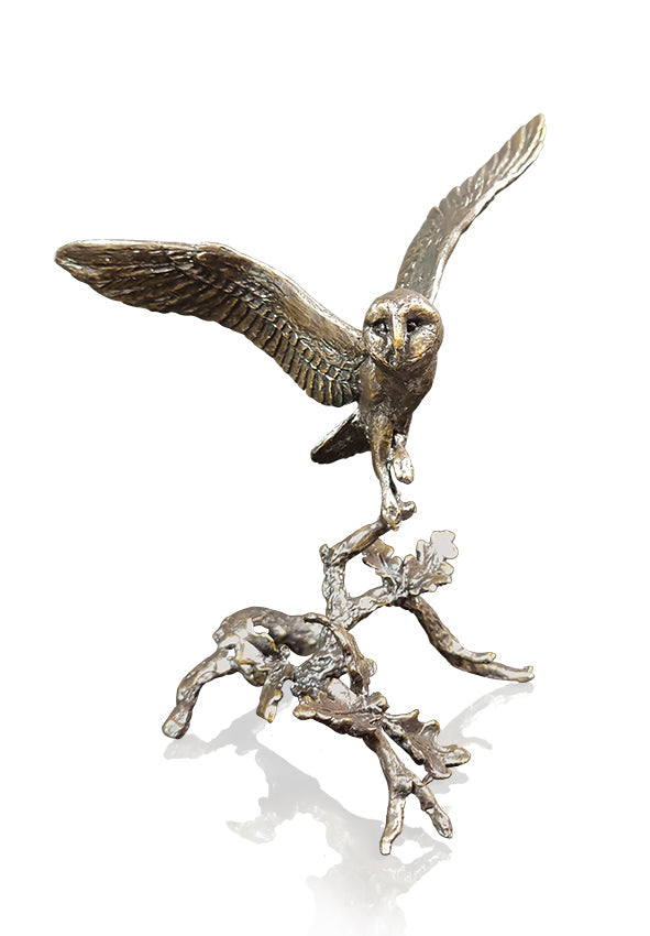 Art In Bronze Barn Owl with Acorns Bronze Figurine