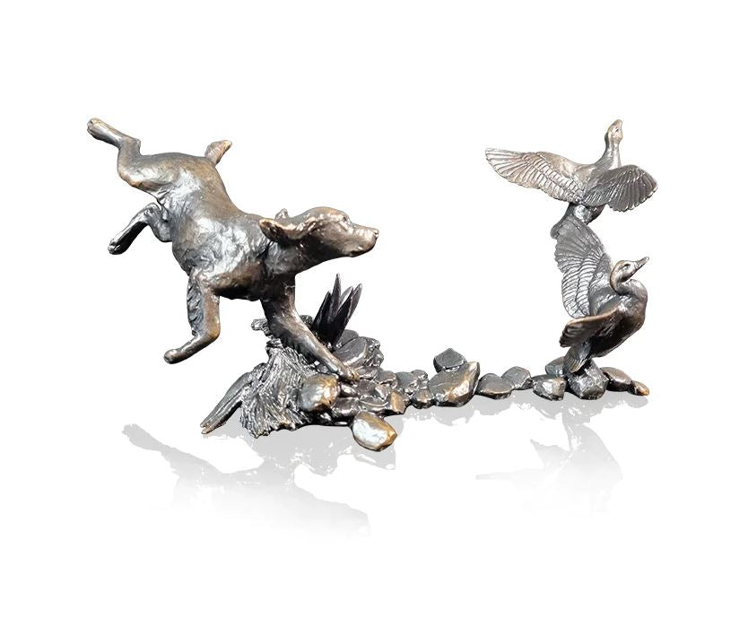 Art In Bronze Cocker Spaniel with Mallards Figurine