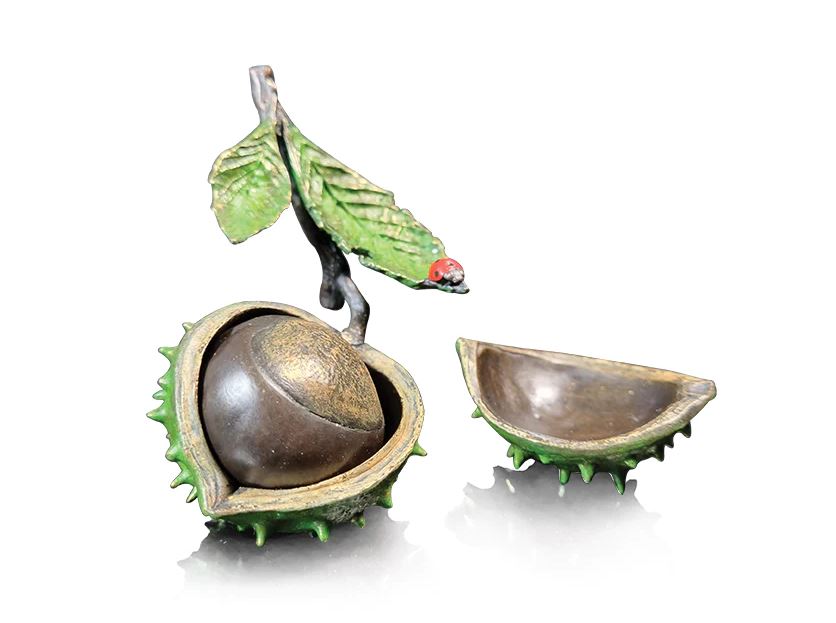 Art In Bronze Conker with Ladybird Figurine