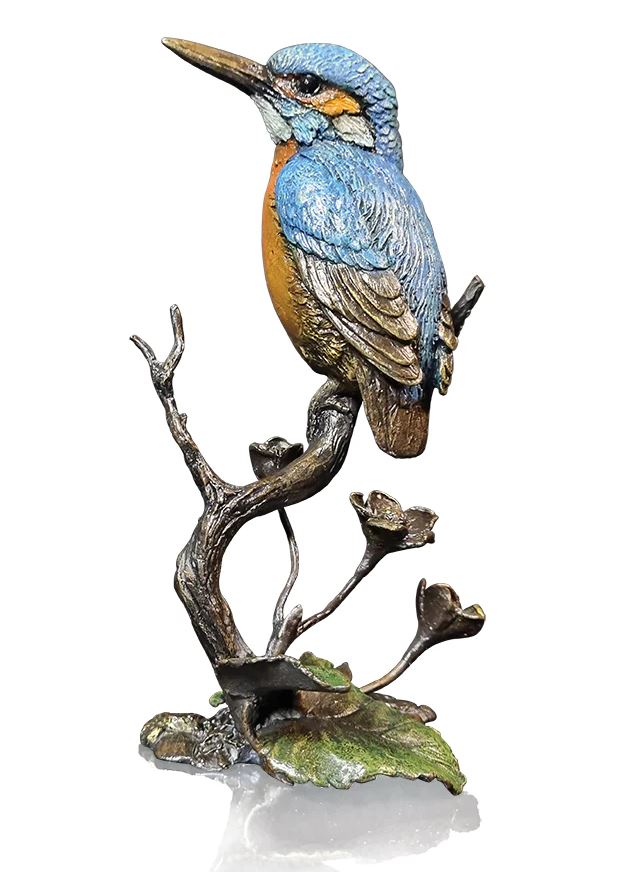 Art In Bronze Kingfisher with Meadow Marsh Figurine