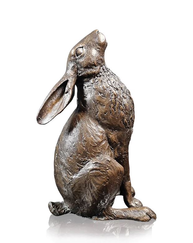 Art In Bronze Large Hare Moon Gazing Figurine