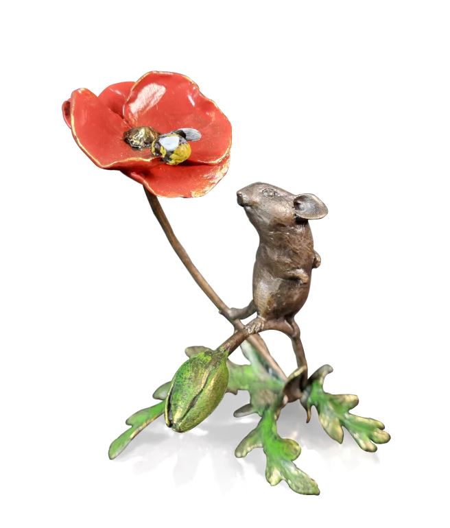 Art In Bronze Mouse with Honeybee Hand Painted Figurine