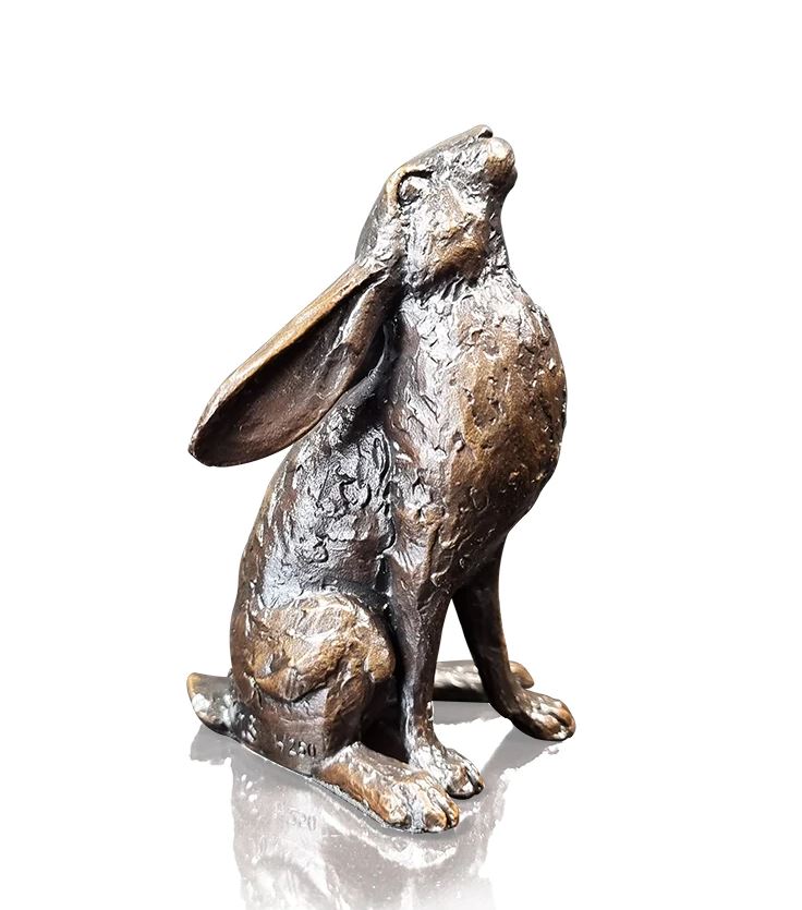 Art In Bronze Small Hare Moon Gazing Figurine