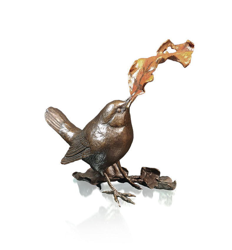 Art In Bronze Wren with Oak Leaf Bronze Figurine