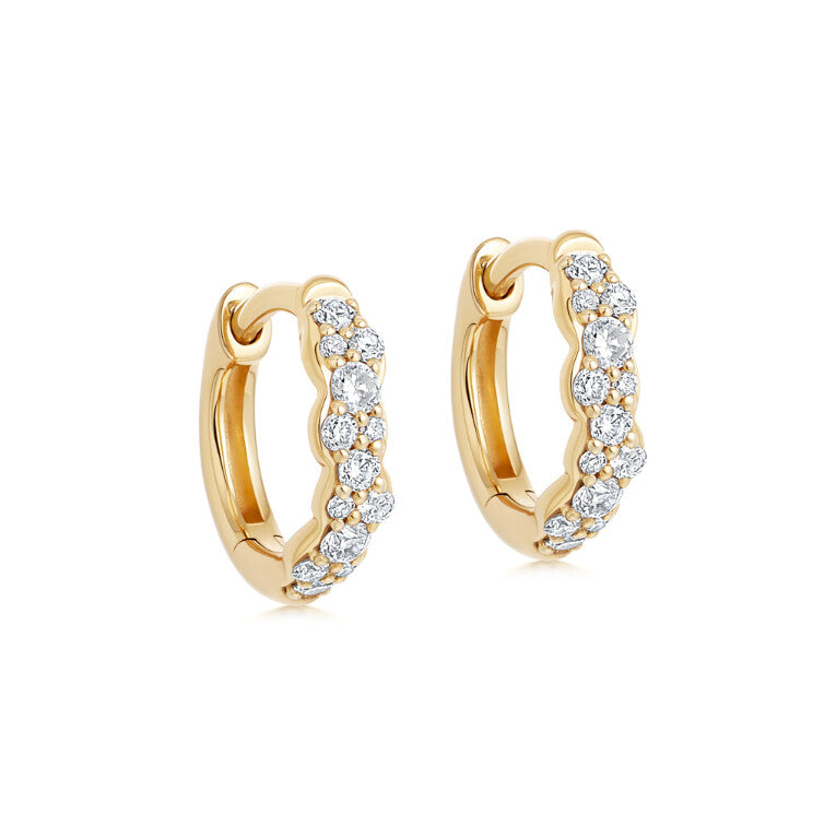 Astley Clarke Huggie Interstellar 14ct Yellow Gold 0.19ct Diamond Hoop Earrings - Gold