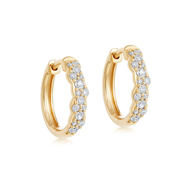 Astley Clarke Huggie Interstellar 14ct Yellow Gold 0.42ct Diamond Medium Hoop Earrings - Gold