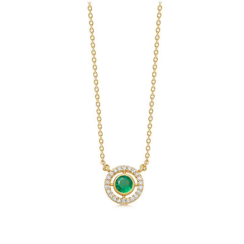 Astley Clarke Mini Icon Aura 14ct Yellow Gold Diamond Emerald Pendant - Gold