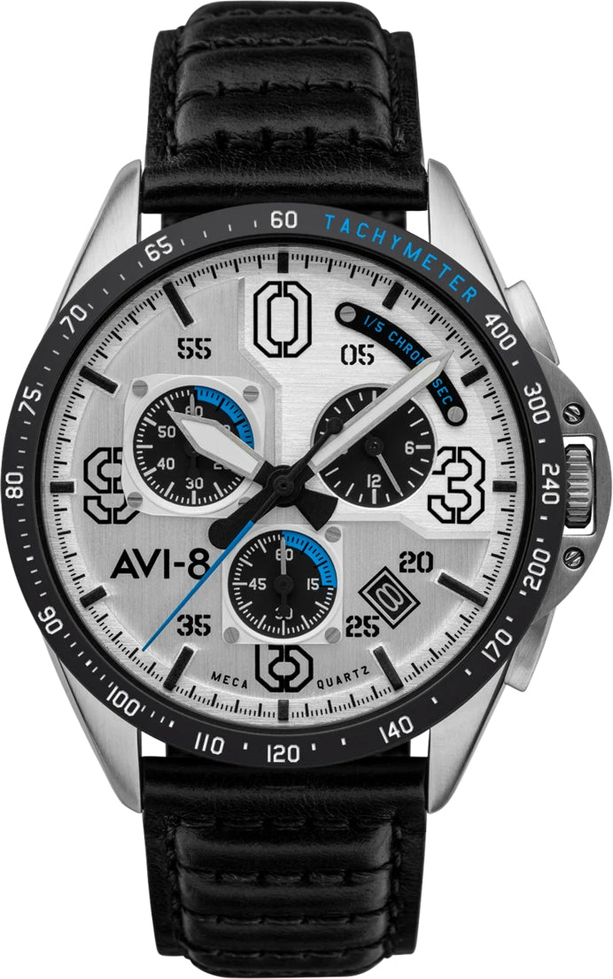 AVI-8 Watch P-51 Mustang Blakeslee Chronograph Command Pilot - Silver