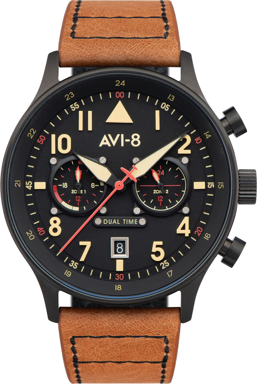AVI-8 Watch Hawker Hurricane Carey Dual Time Debden - Black