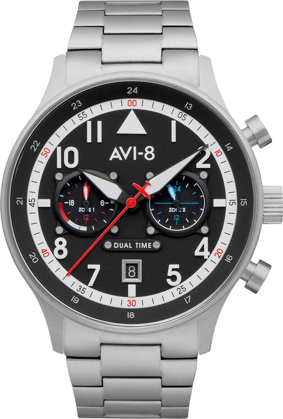 AVI-8 Watch Hawker Hurricane Carey Dual Time Rangoon - Black