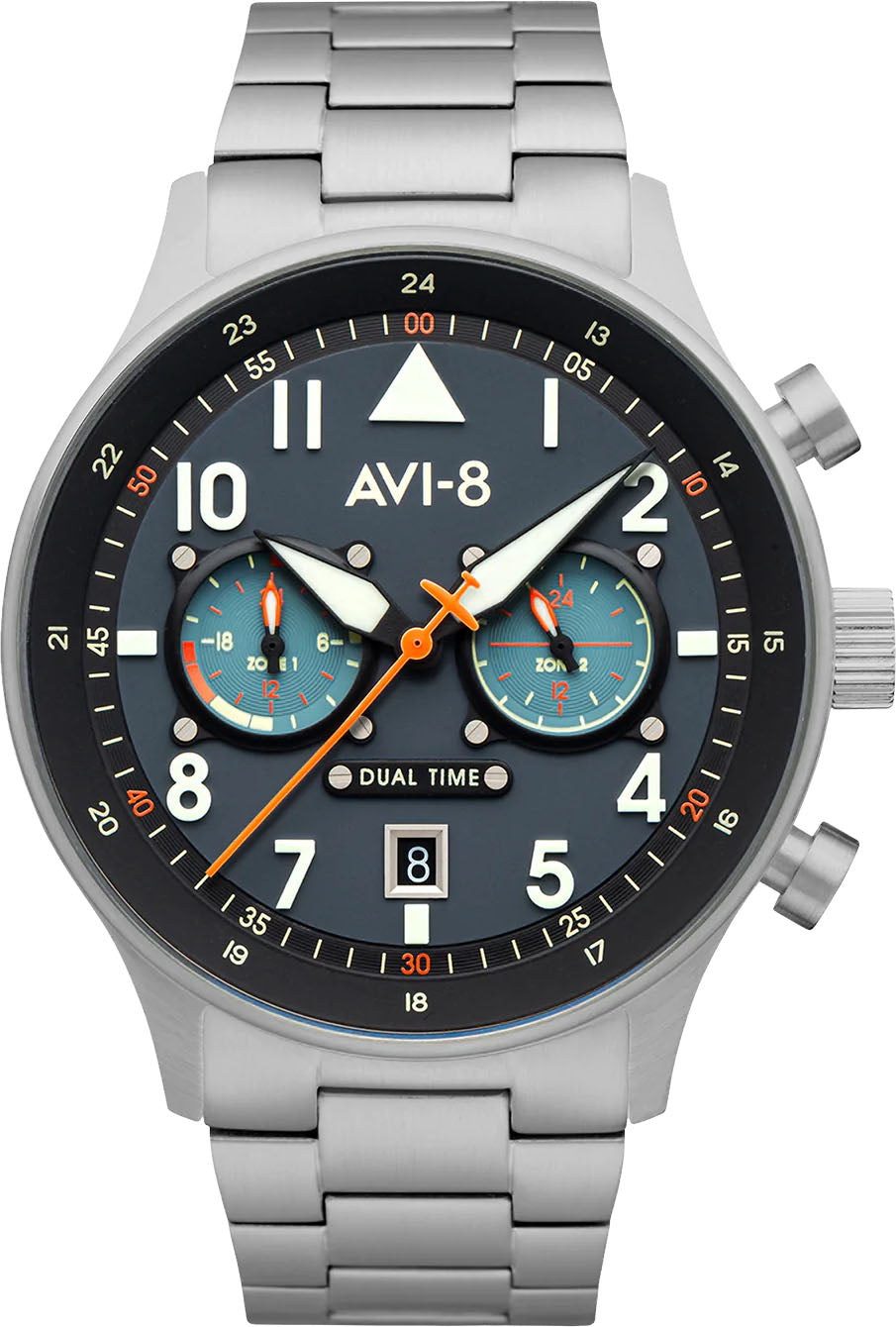 AVI-8 Watch Hawker Hurricane Carey Dual Time Gutersloh - Grey