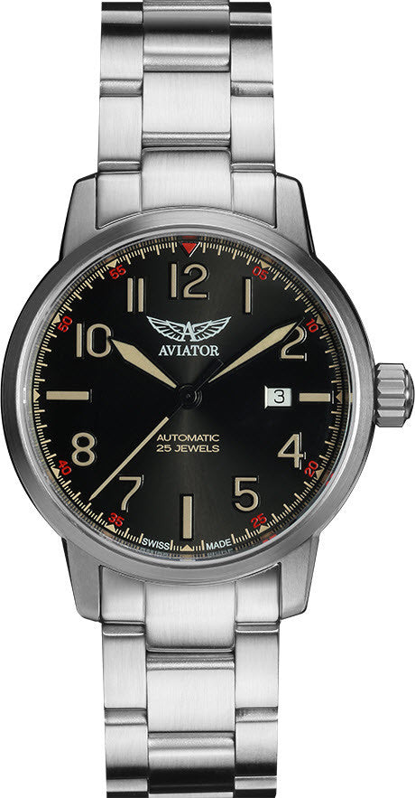 Aviator Watch Vintage Airacobra Auto - Black