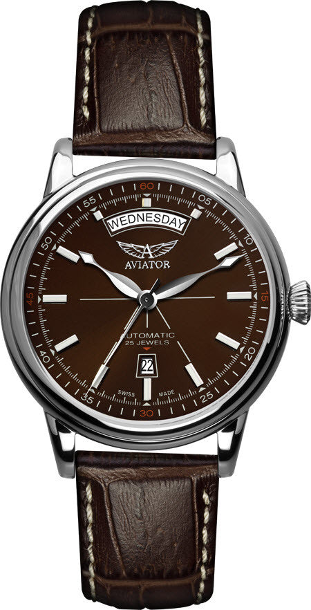 Aviator Watch Vintage Douglas Day Date - Brown