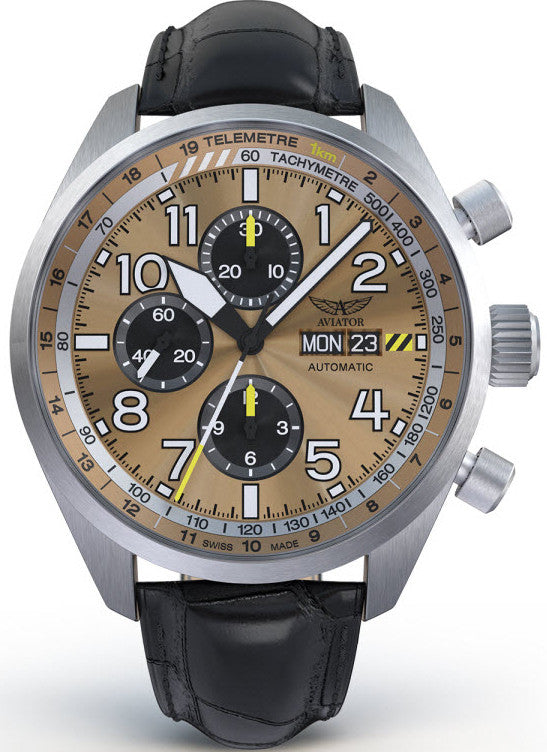 Aviator Watch Airacobra Chrono Auto Mens - Gold
