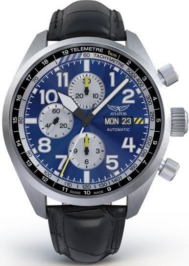 Aviator Watch Airacobra Chrono Auto Mens - Blue