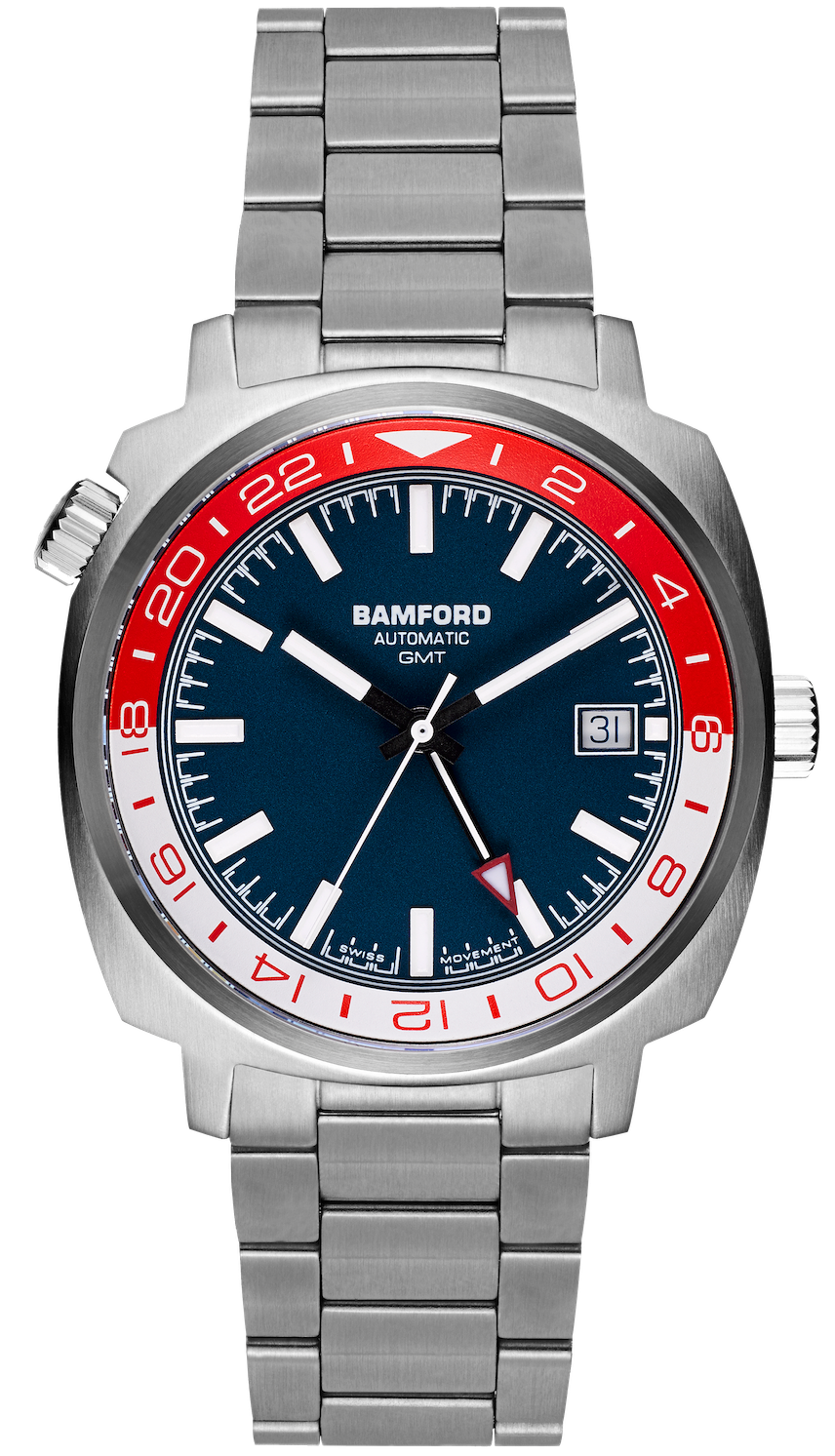 Bamford Watch GMT Steel Red White - Blue