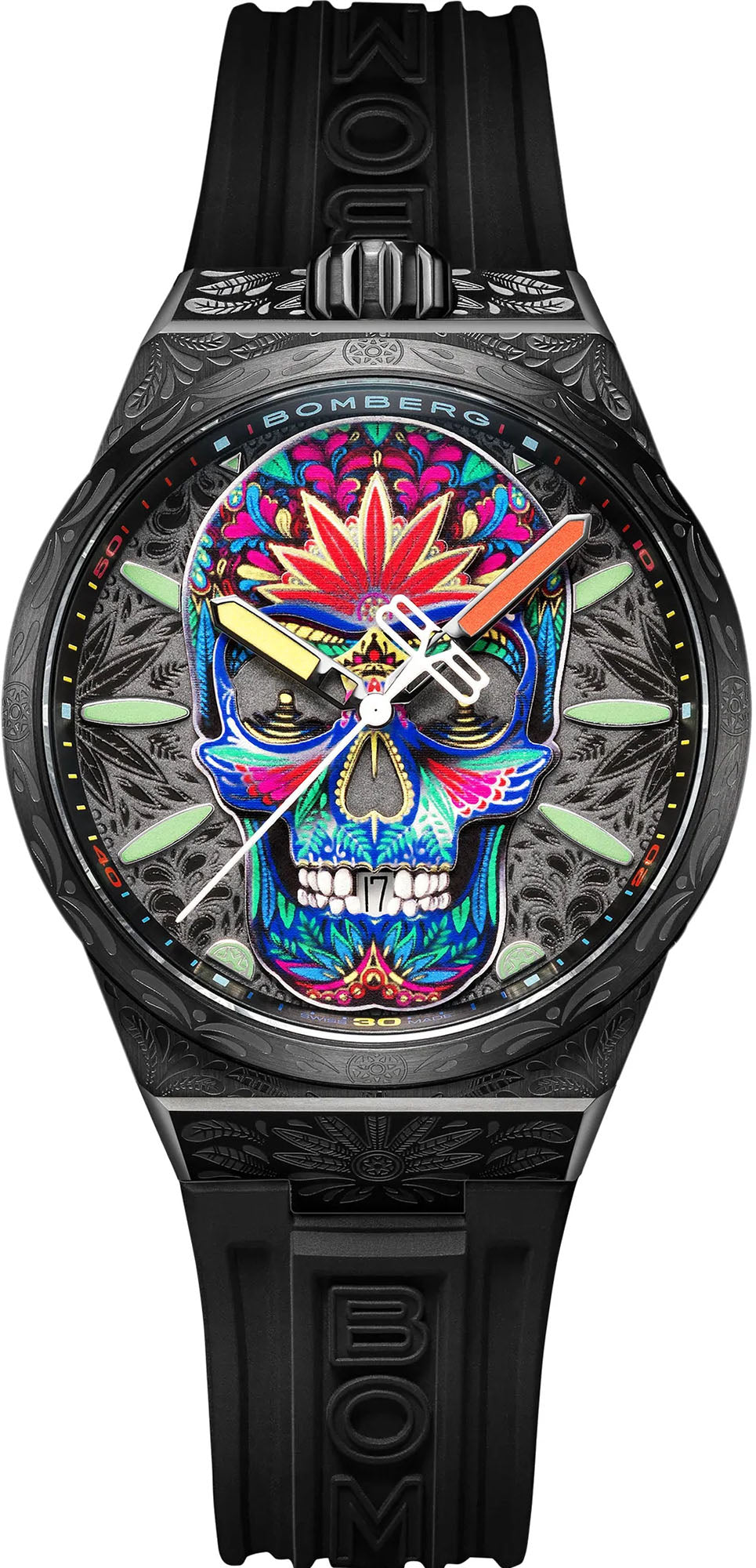 Bomberg Watch Bolt-68 Neo Tattooed Skull Limited Edition - Black