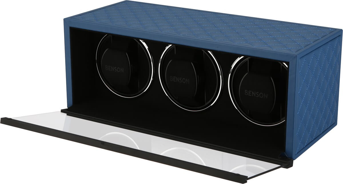 Benson Watch Winder Triple Swiss Series 3.20 Blue Leather Limited Edition