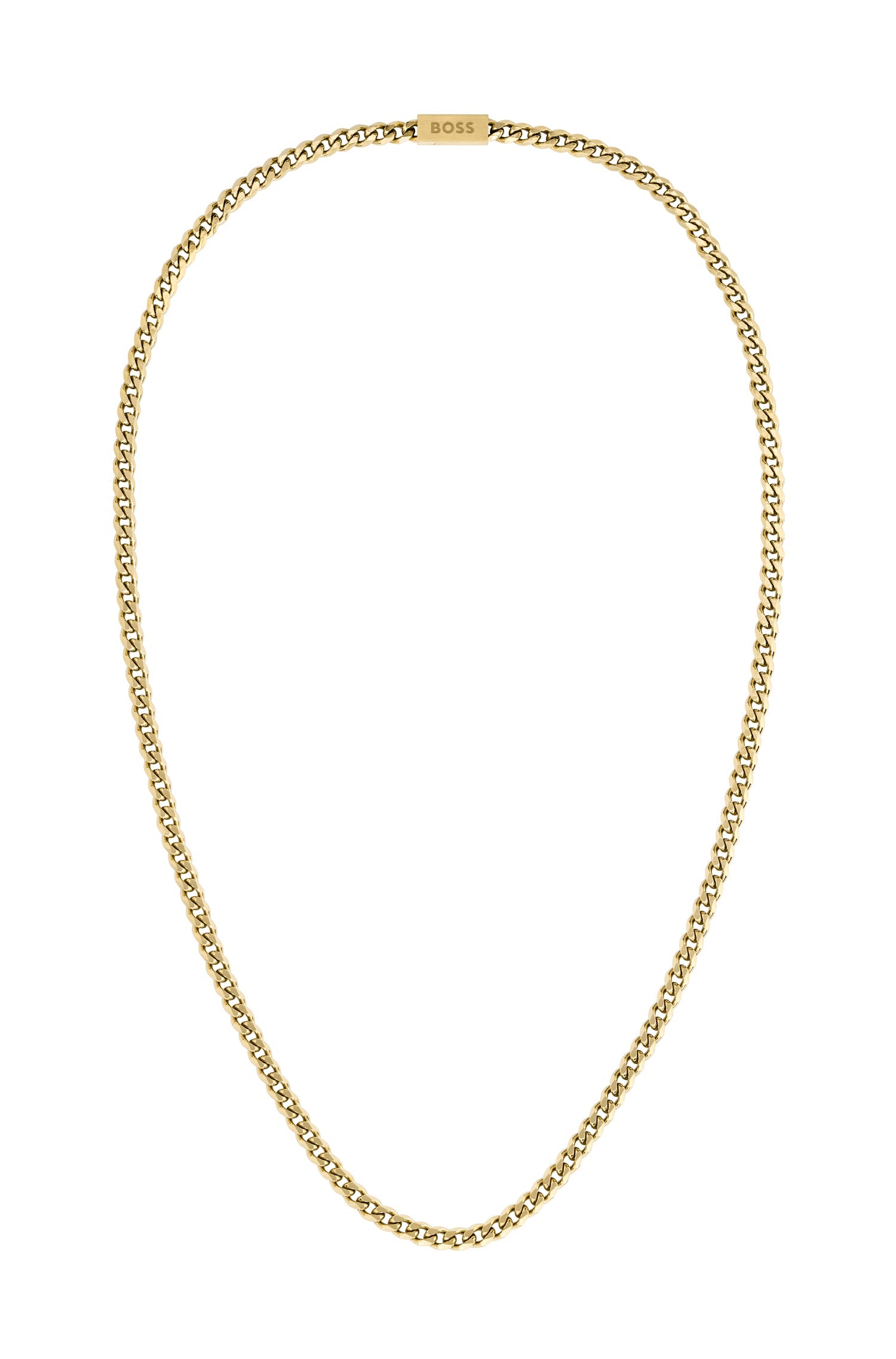 Boss Gold Tone Plated Stainless Steel Mens 24 Inch Curb Chain Necklace