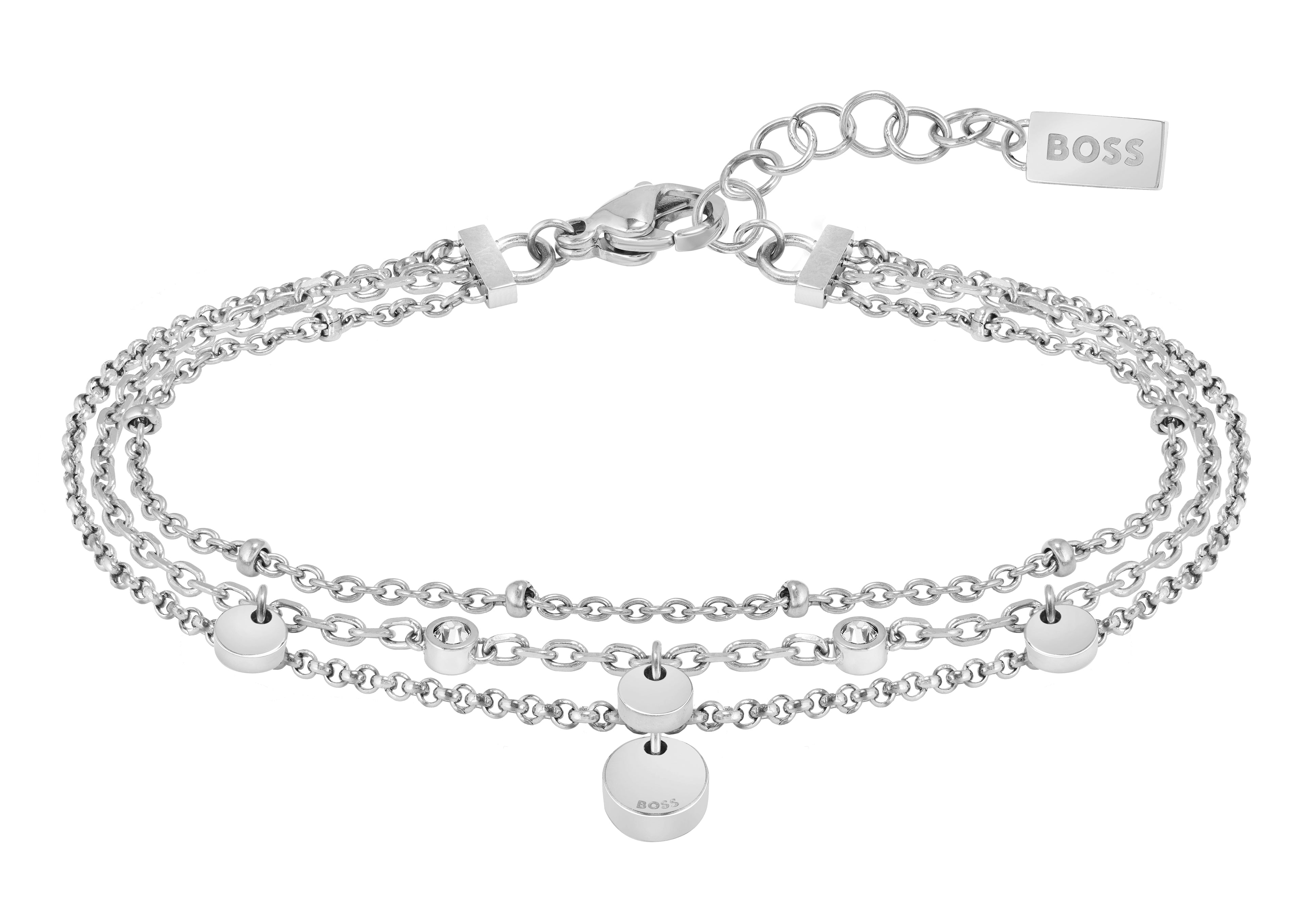 Boss Iris Stainless Steel Ladies Layered Chain Bracelet