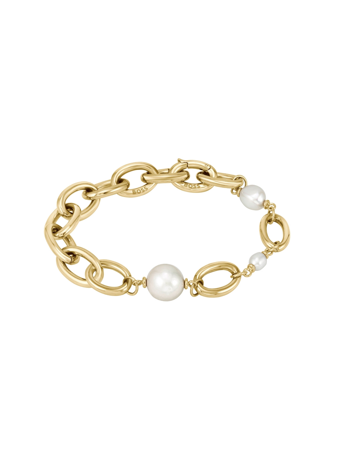 Boss Leah Yellow Gold Tone IP Freshwater Pearl Bracelet