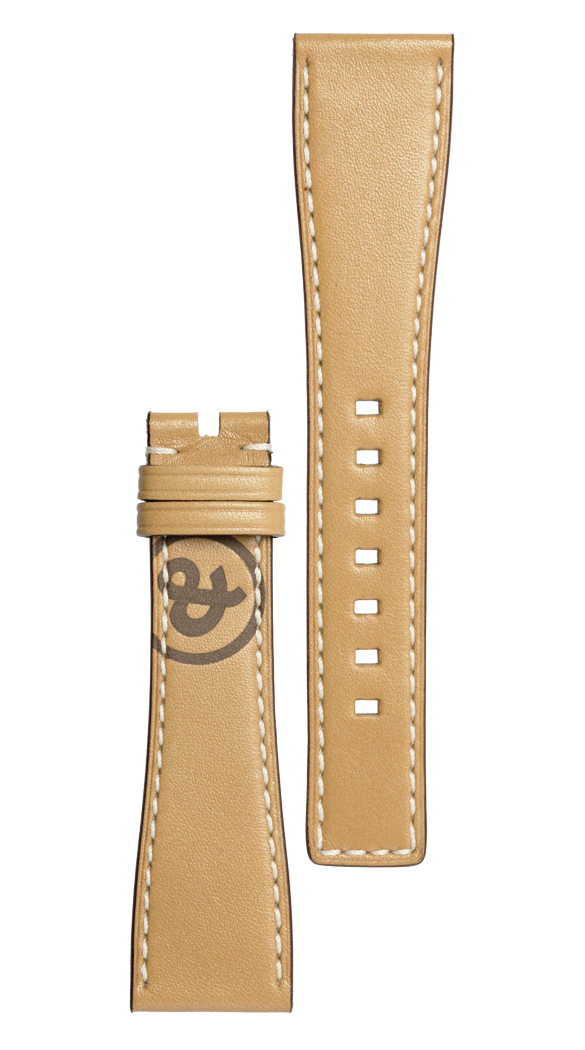 Bell & Ross Strap BRS Calfskin Heritage Natural Brown XL - Silver
