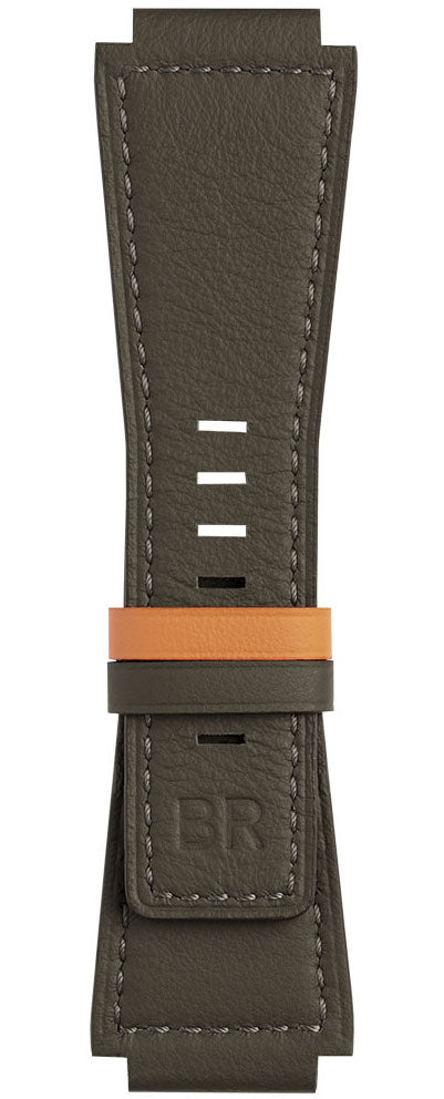 Bell & Ross Strap BR01/BR03 Calfskin Khaki Orange Reversible XL - Green