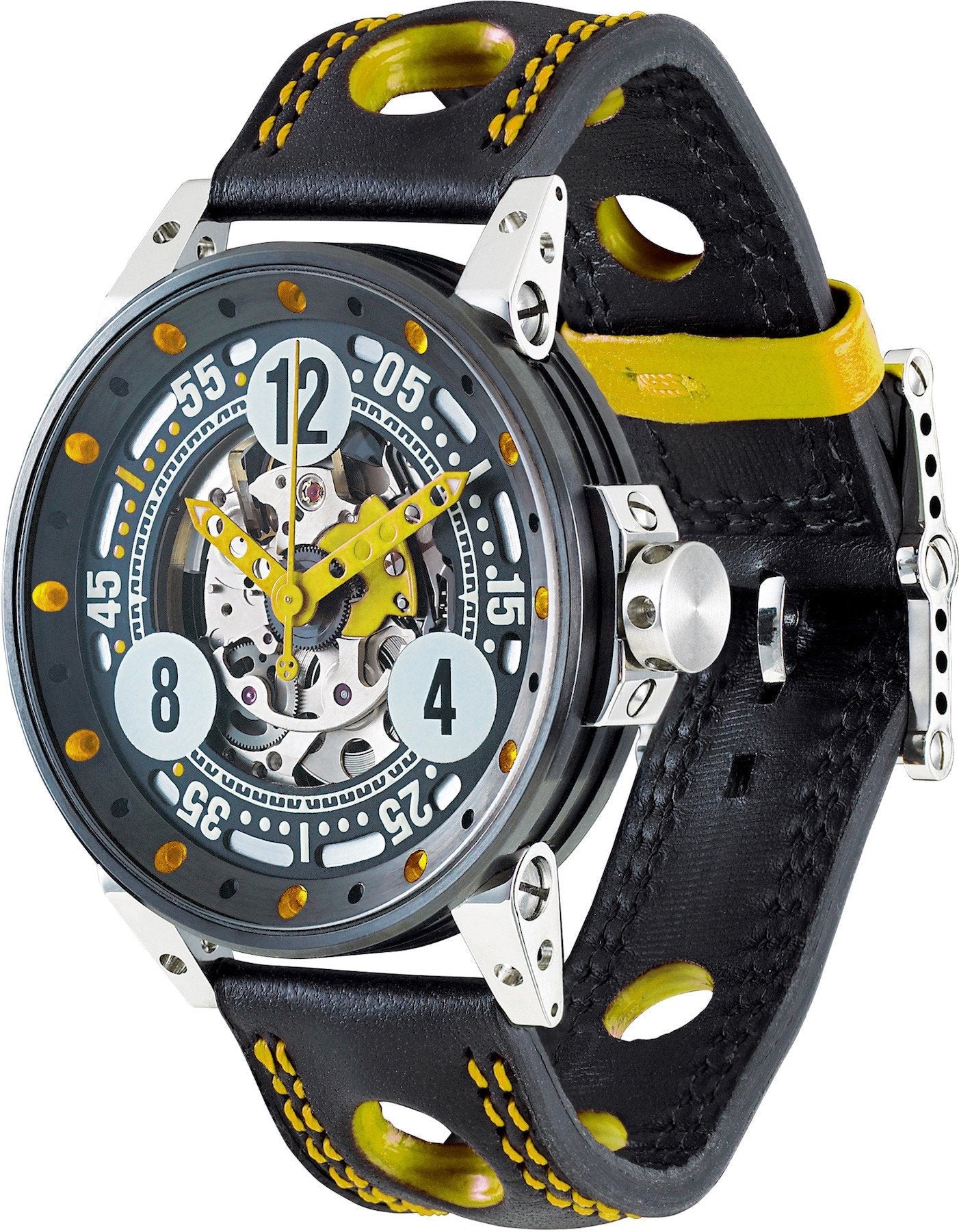B.R.M. Watch V6-44 Sport Yellow Hands - Black