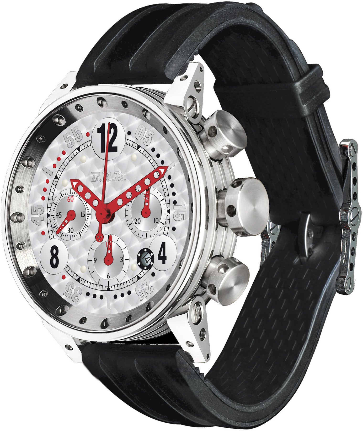 B.R.M. Watch V12-44-GT-BOU-AR Red Hands - Silver