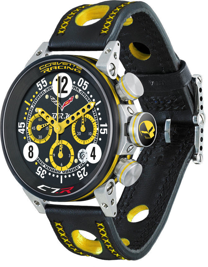 B.R.M. Watch V12-44 Corvette Racing Yellow Hands Limited Edition - Black