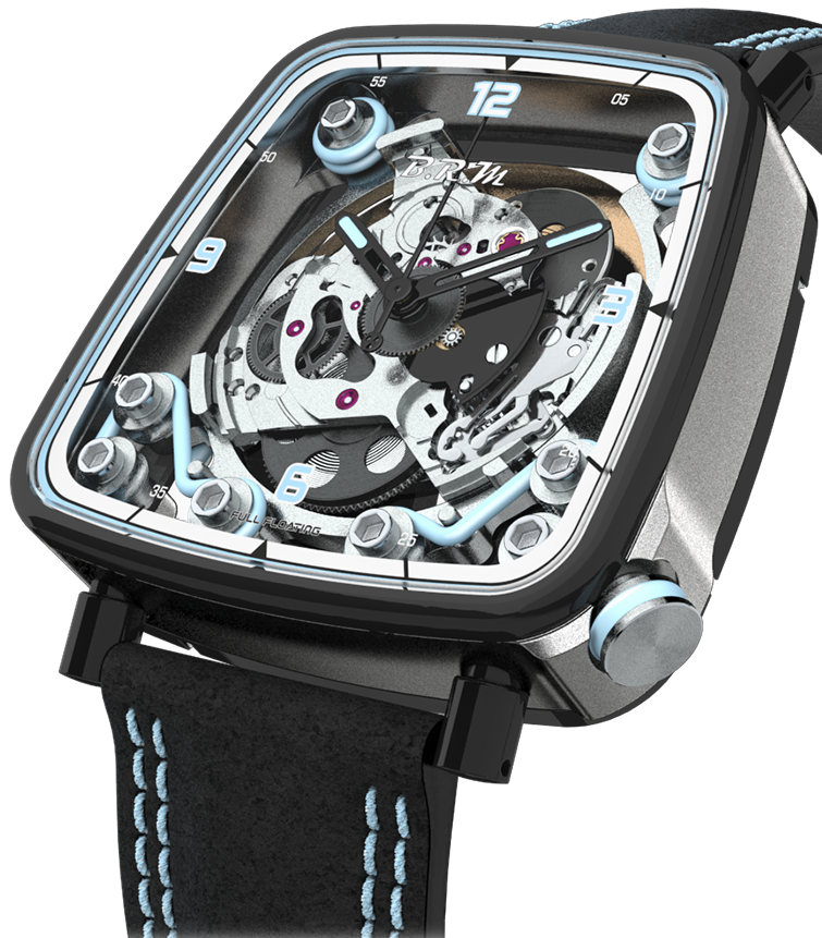 B.R.M. Watch FF39-40 Grey Titanium Black PVD Light Blue