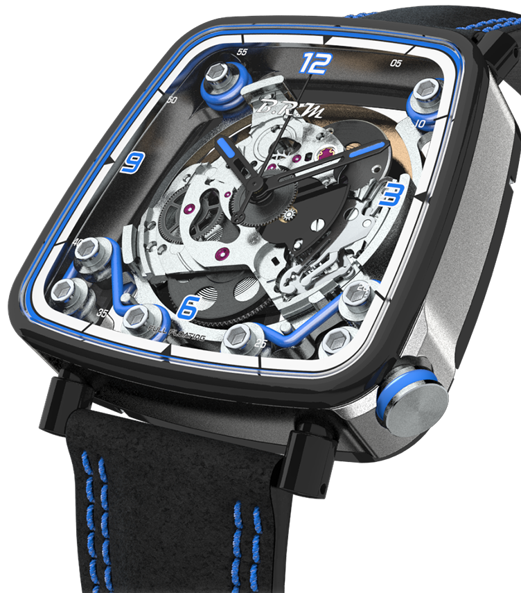 B.R.M. Watch FF39-40 Grey Titanium Black PVD Blue - Black