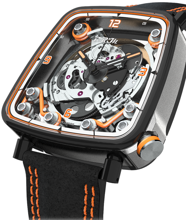 B.R.M. Watch FF39-40 Grey Titanium Black PVD Orange - Black