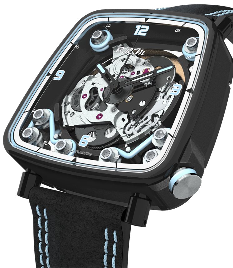 B.R.M. Watch FF39-40 Black Titanium Light Blue - Black