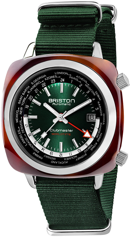 Briston Watch Clubmaster Traveler Worldtime GMT Limited Edition - Green