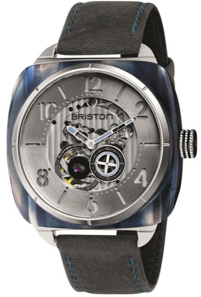Briston Watch Streamliner Skeleton Blue Acetate - Silver