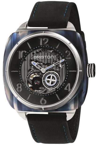 Briston Watch Streamliner Skeleton Blue Acetate - Black