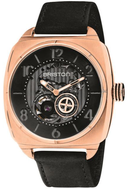 Briston Watch Streamliner Skeleton Rose Gold IP - Black